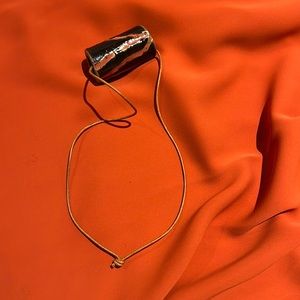 Minimalist ceramic necklace - from Fu Ceramics, “Carved”, Deep Tracks / Espresso